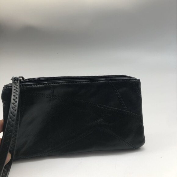 HaloVa‎ Womens Wallet Wrist Strap Black Leather Clutch Purse Long Large Capacity - Picture 7 of 9